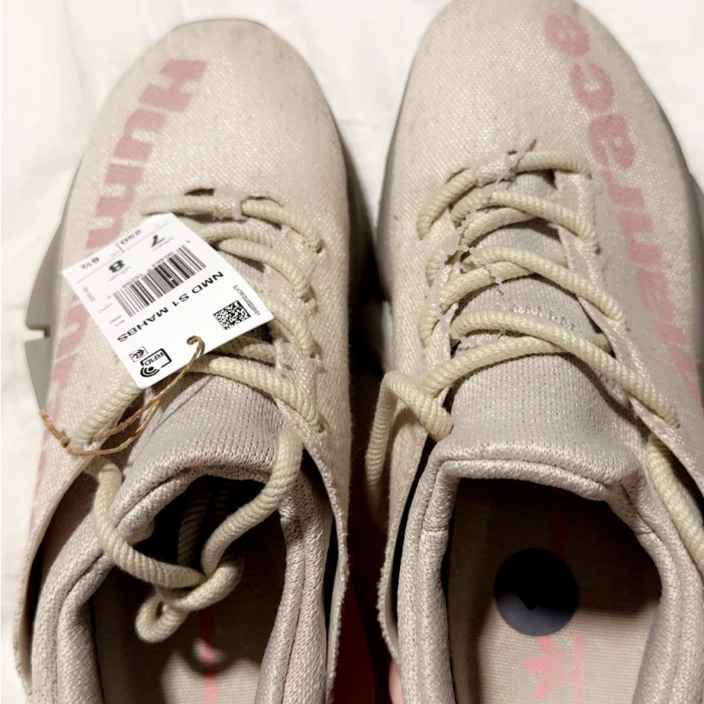 Beige Sneakers with Pink Accents